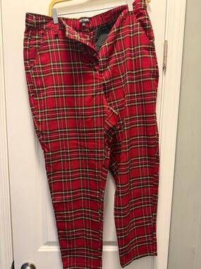 Hot Topic Red Plaid Straight Leg Pants